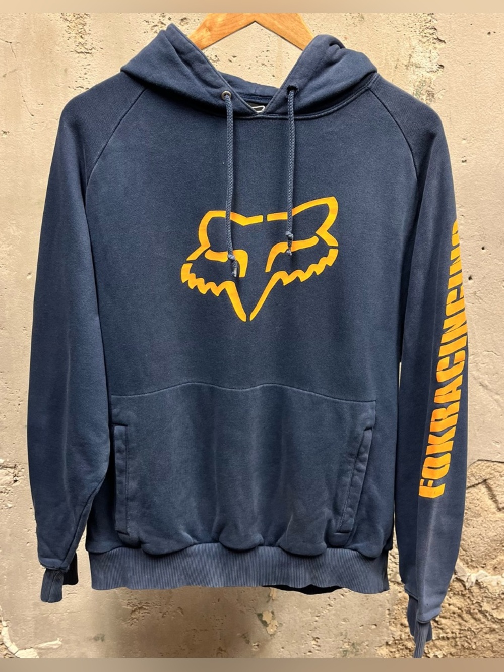 FOX Racing Y2K Blue Orange Logo Pullover Hoodie Sweatshirt Motocross Mallcore
